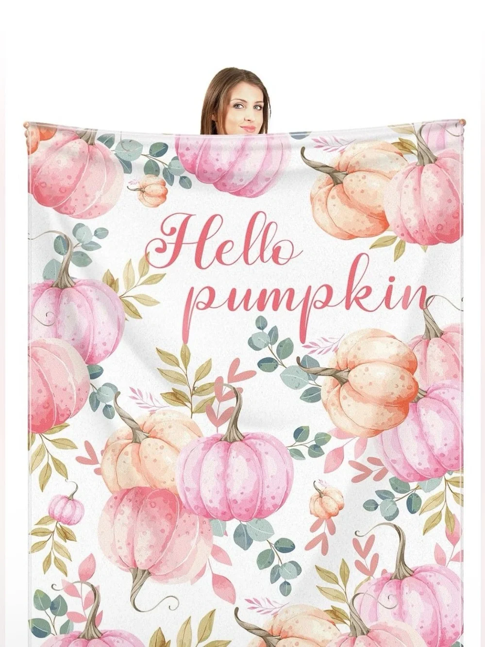 *BUY NOW* Pink Pumpkins & Leaves Small Throw Blanket